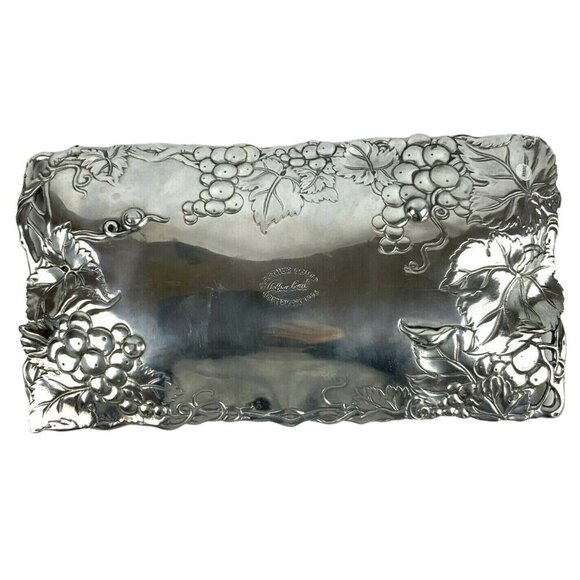 Arthur Court 1996 Grape Motif Aluminum Serving Tray Rectangle Vintage Decor - Picture 5 of 6